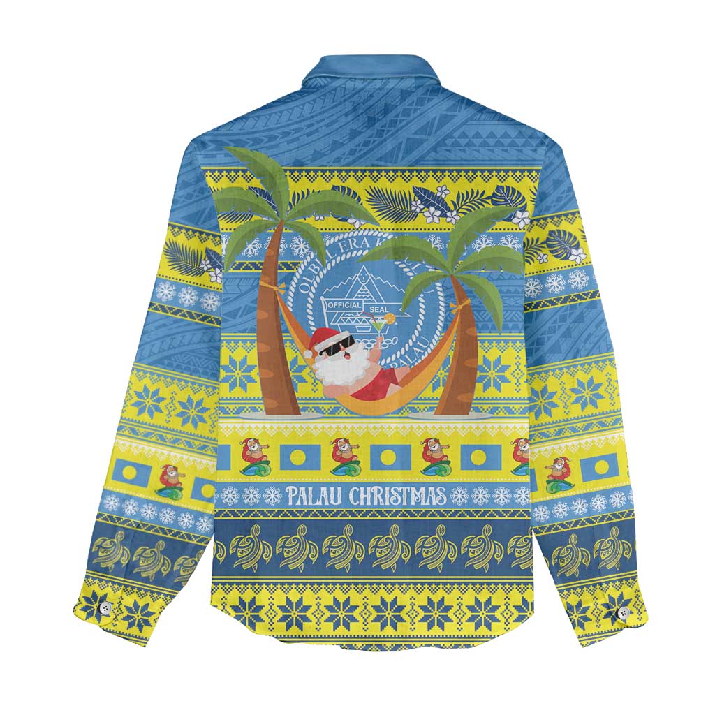 Palau Christmas Women Casual Shirt Chilling Santa Ungil Kurismas - Polynesian Pride