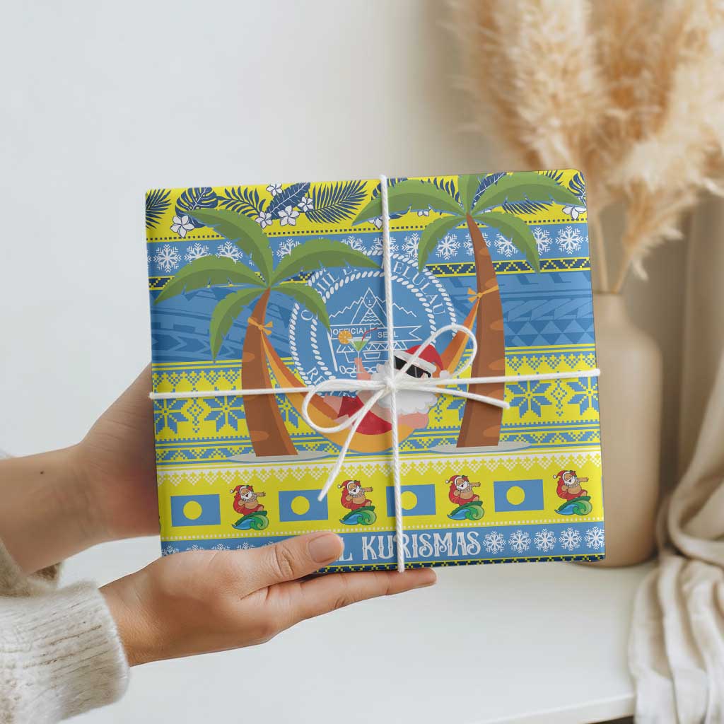 Palau Christmas Wrapping Paper Chilling Santa Ungil Kurismas - Polynesian Pride