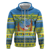 Palau Christmas Zip Hoodie Chilling Santa Ungil Kurismas - Polynesian Pride