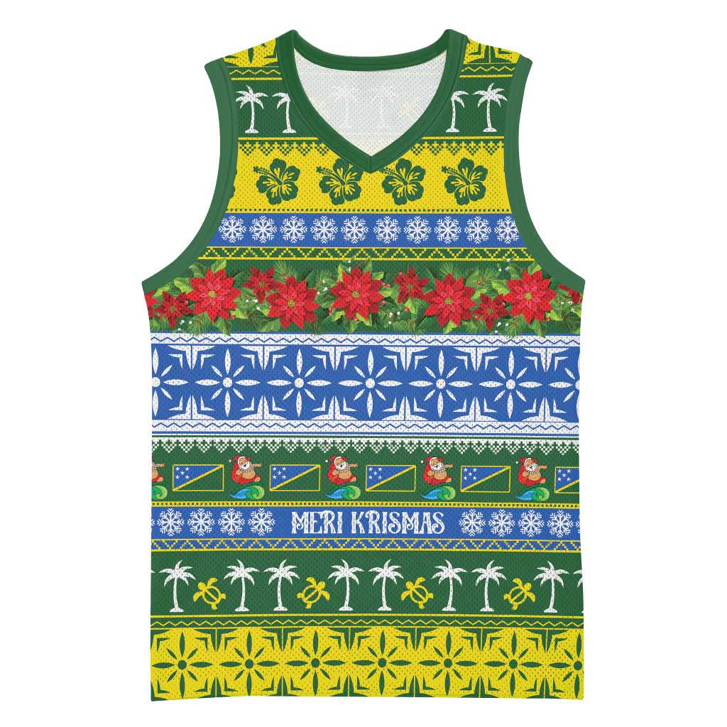 Solomon Islands Christmas Basketball Jersey The Solomons Melanesian Meri Krismas - Polynesian Pride