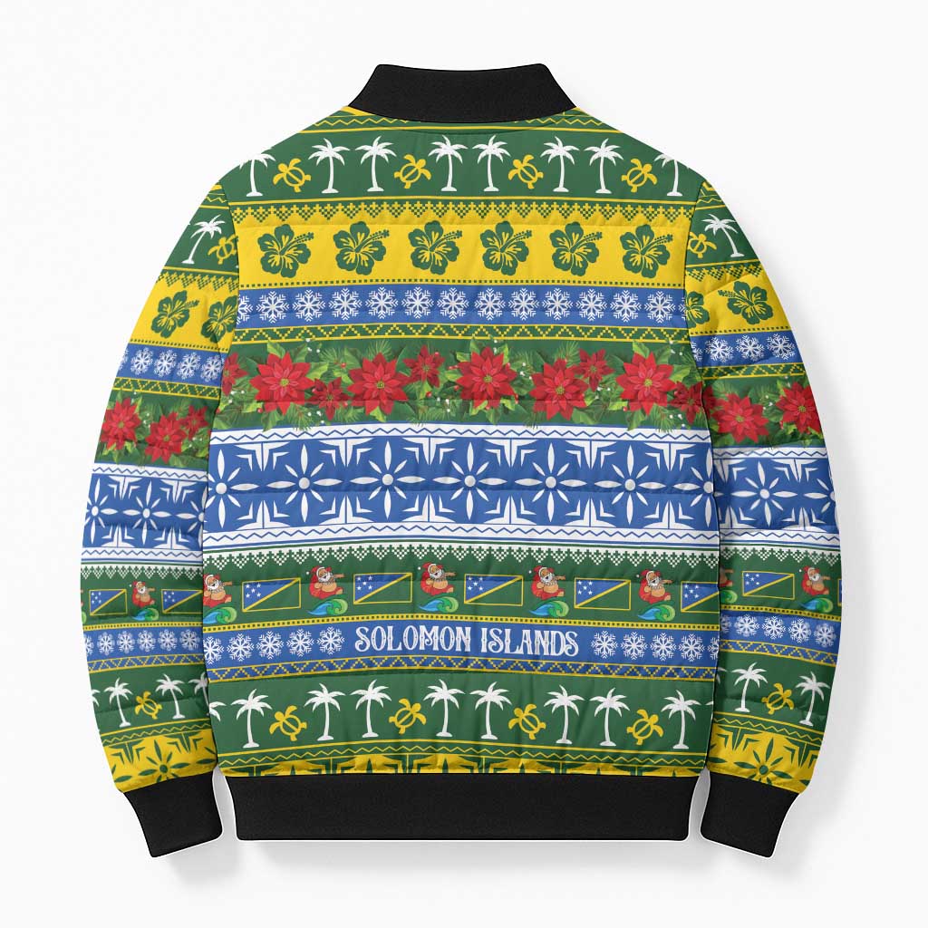 Solomon Islands Christmas Bomber Puffer Jacket The Solomons Melanesian Meri Krismas - Polynesian Pride