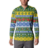 Solomon Islands Christmas Button Sweatshirt The Solomons Melanesian Meri Krismas - Polynesian Pride