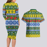 Solomon Islands Christmas Couples Matching Long Sleeve Bodycon Dress and Hawaiian Shirt The Solomons Melanesian Meri Krismas - Polynesian Pride