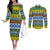 Solomon Islands Christmas Couples Matching Off The Shoulder Long Sleeve Dress and Long Sleeve Button Shirt The Solomons Melanesian Meri Krismas - Polynesian Pride