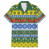 Solomon Islands Christmas Family Matching Off The Shoulder Long Sleeve Dress and Hawaiian Shirt The Solomons Melanesian Meri Krismas - Polynesian Pride