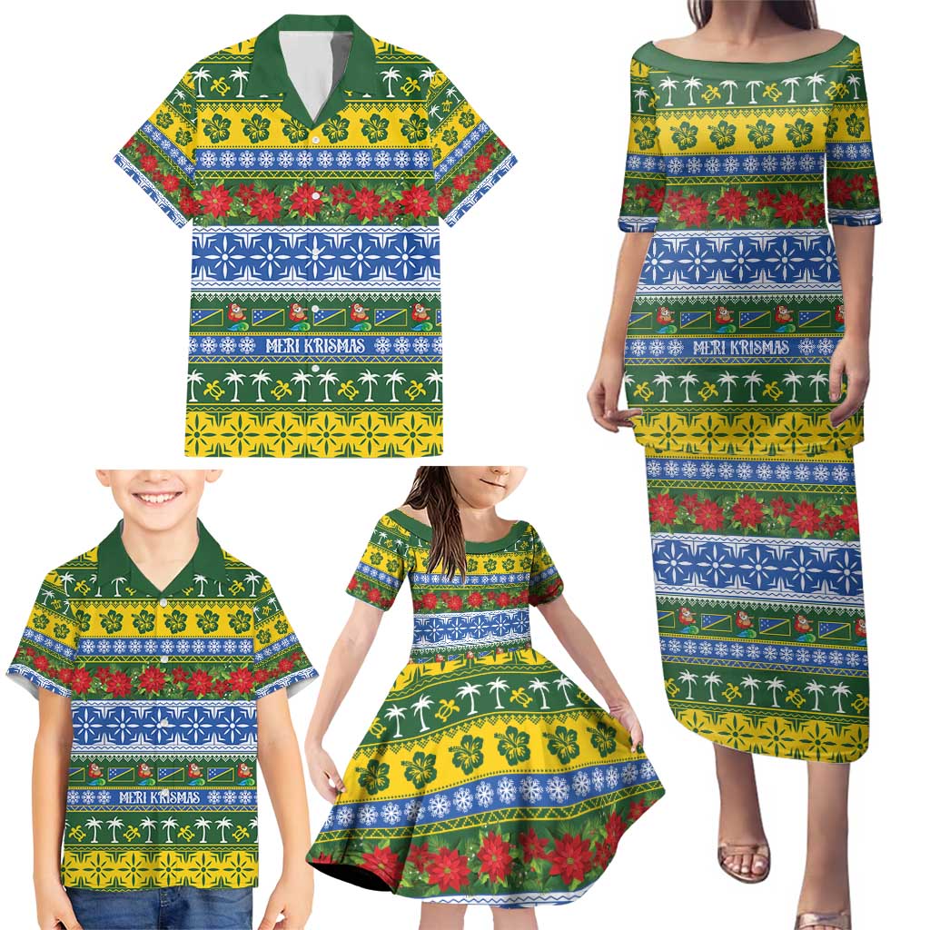 Solomon Islands Christmas Family Matching Puletasi and Hawaiian Shirt The Solomons Melanesian Meri Krismas - Polynesian Pride
