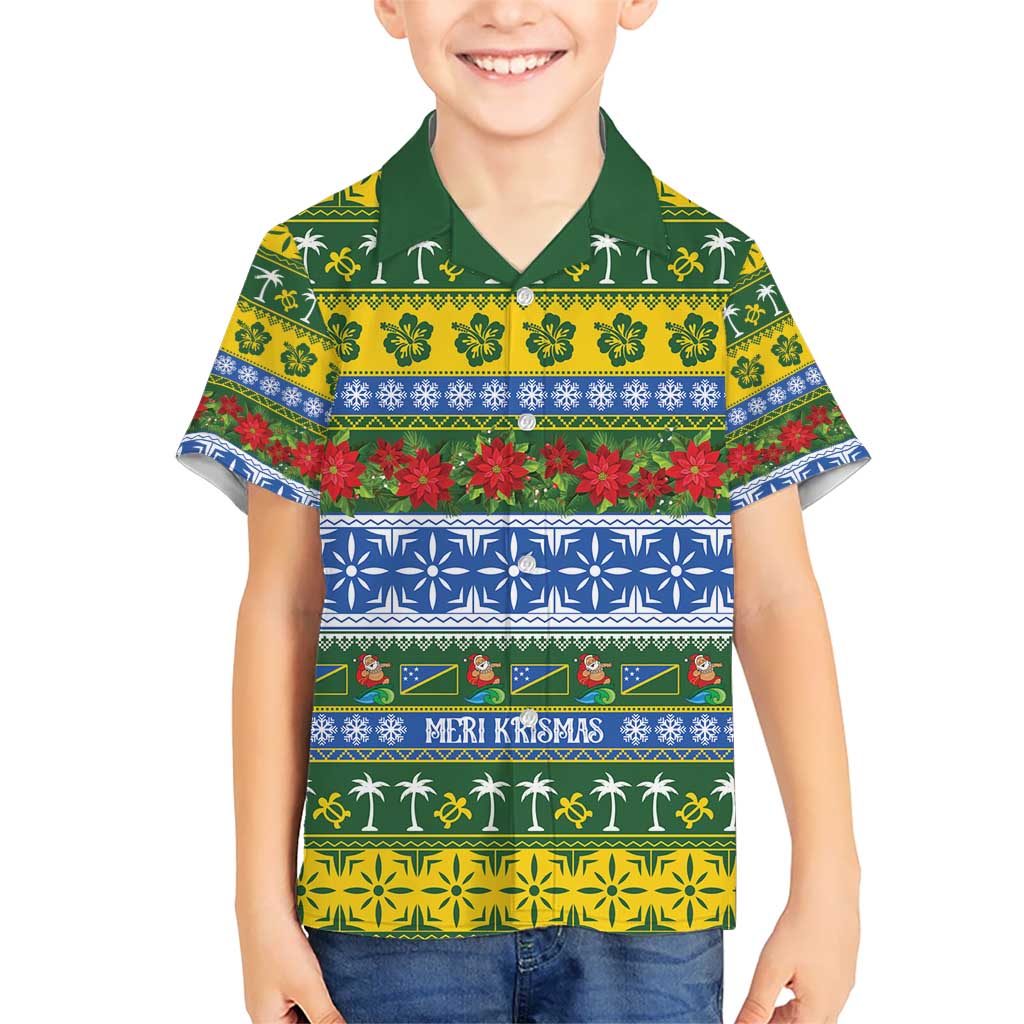 Solomon Islands Christmas Kid Hawaiian Shirt The Solomons Melanesian Meri Krismas - Polynesian Pride