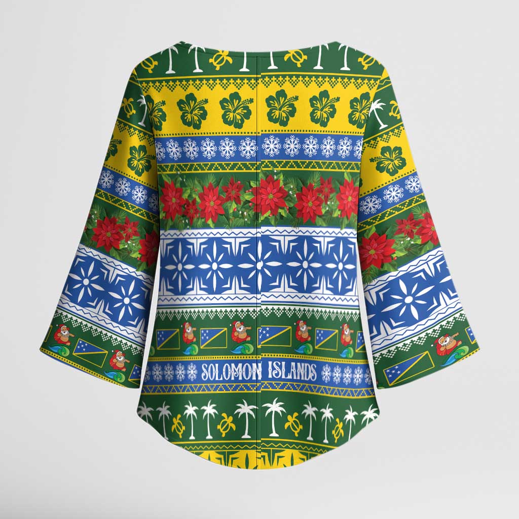 Solomon Islands Christmas Kimono Sleeve Blouse The Solomons Melanesian Meri Krismas - Polynesian Pride