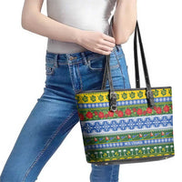 Solomon Islands Christmas Leather Tote Bag The Solomons Melanesian Meri Krismas - Polynesian Pride