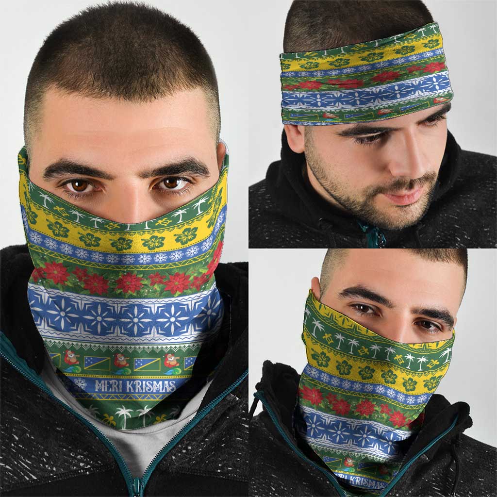 Solomon Islands Christmas Neck Gaiter The Solomons Melanesian Meri Krismas - Polynesian Pride