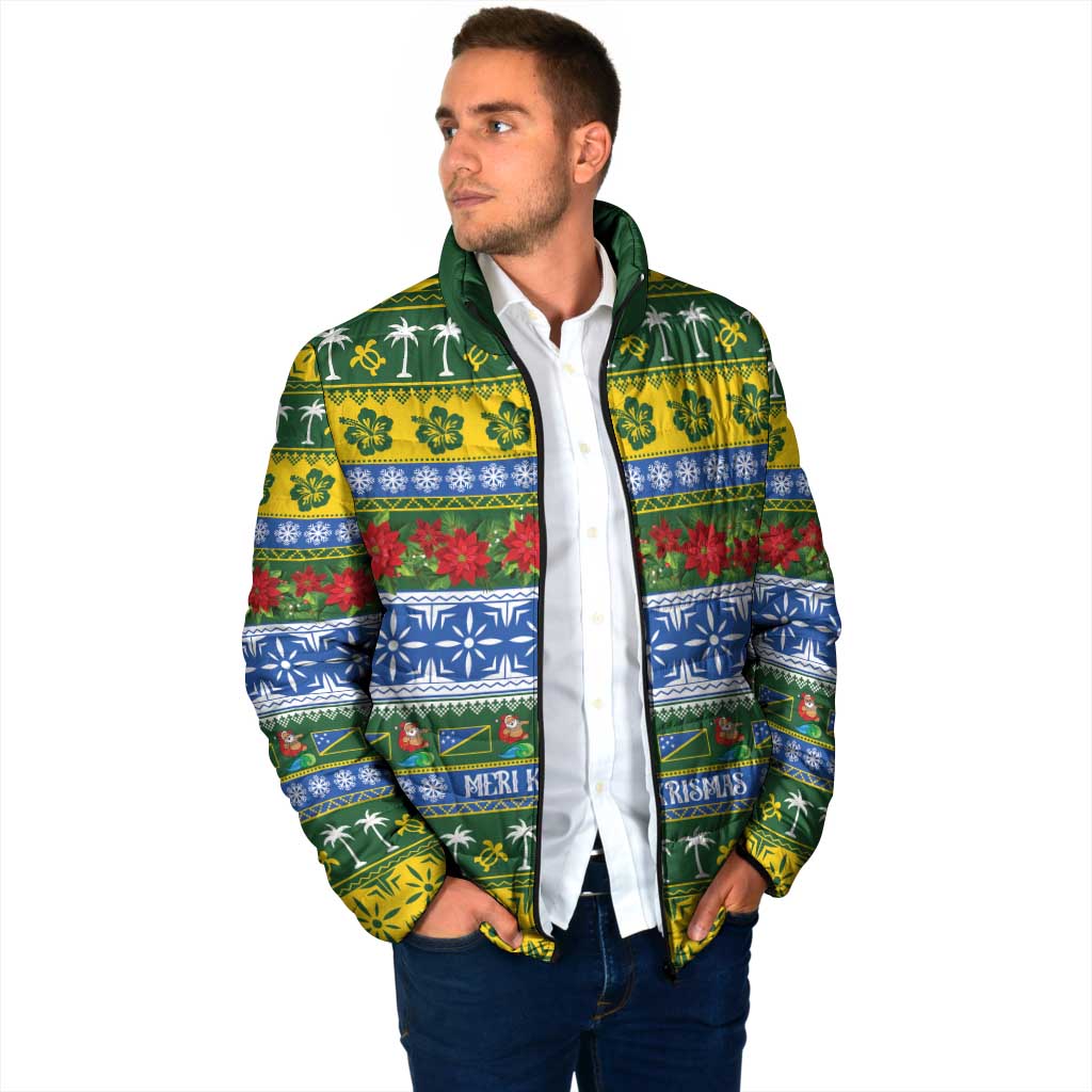 Solomon Islands Christmas Padded Jacket The Solomons Melanesian Meri Krismas - Polynesian Pride