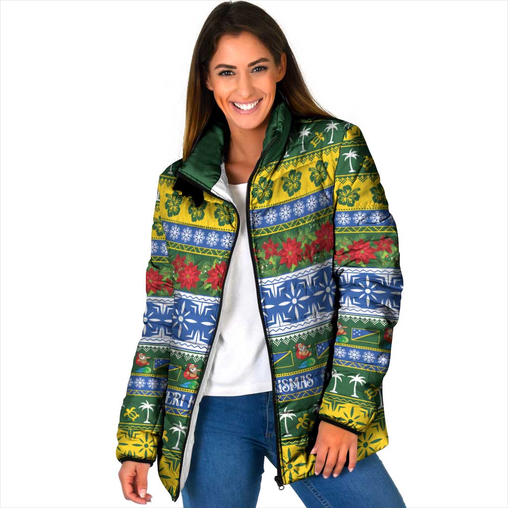 Solomon Islands Christmas Padded Jacket The Solomons Melanesian Meri Krismas - Polynesian Pride