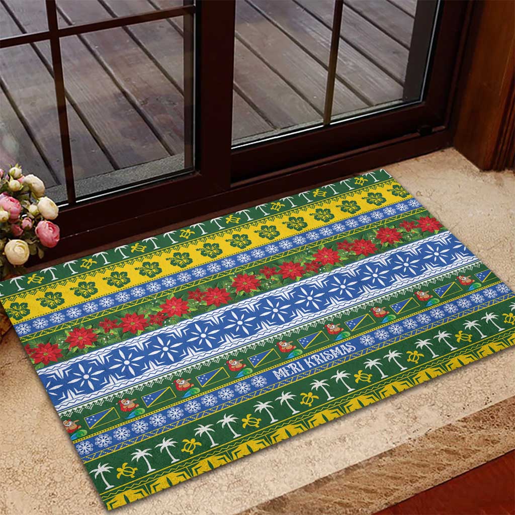 Solomon Islands Christmas Rubber Doormat The Solomons Melanesian Meri Krismas - Polynesian Pride