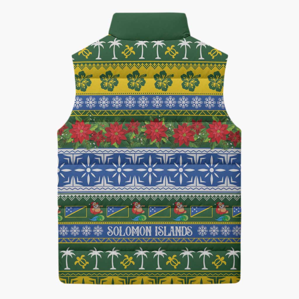 Solomon Islands Christmas Sleeveless Puffer Jacket The Solomons Melanesian Meri Krismas - Polynesian Pride