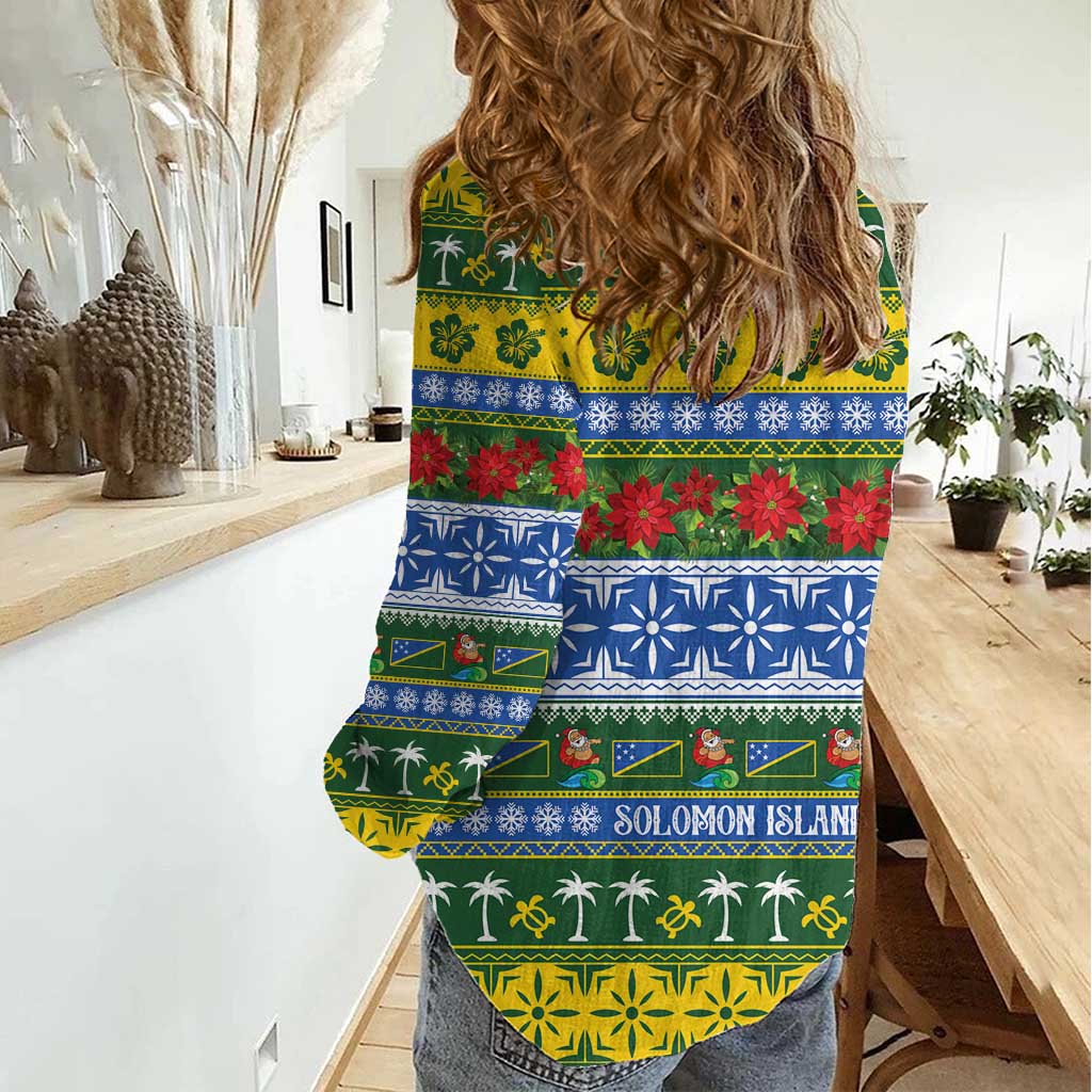 Solomon Islands Christmas Women Casual Shirt The Solomons Melanesian Meri Krismas - Polynesian Pride