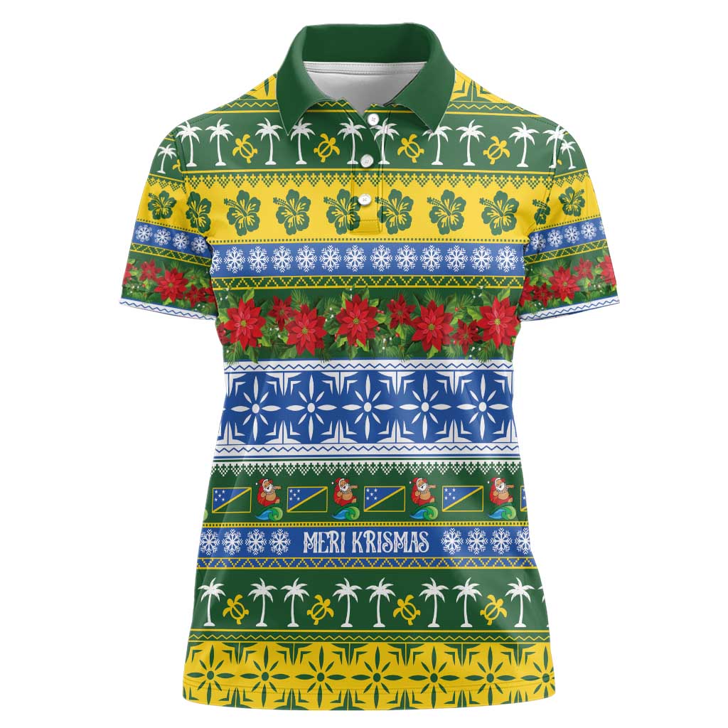 Solomon Islands Christmas Women Polo Shirt The Solomons Melanesian Meri Krismas - Polynesian Pride