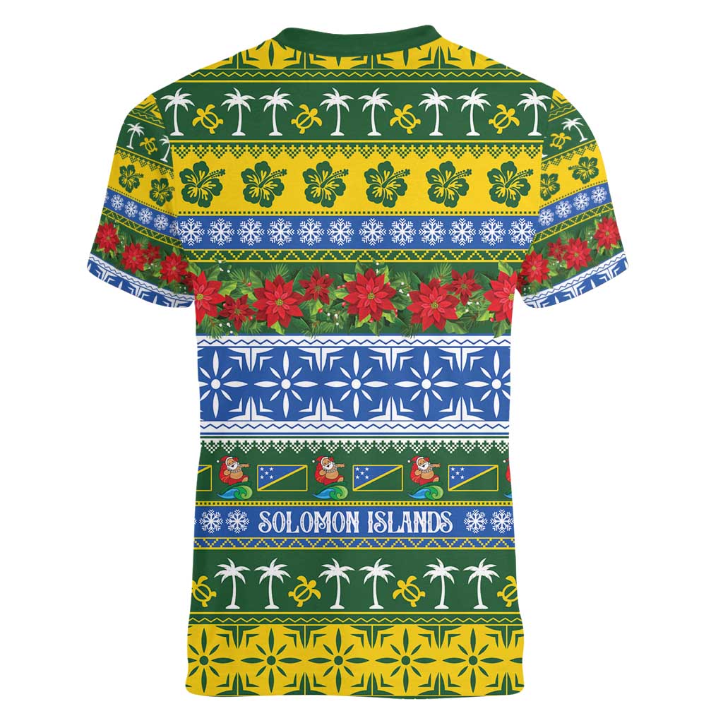 Solomon Islands Christmas Women V-Neck T-Shirt The Solomons Melanesian Meri Krismas - Polynesian Pride