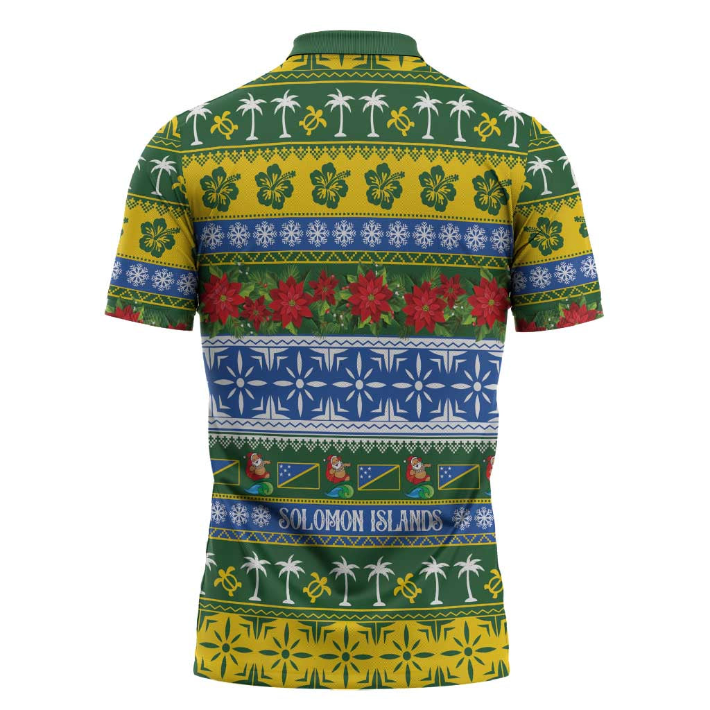 Solomon Islands Christmas Zipper Polo Shirt The Solomons Melanesian Meri Krismas - Polynesian Pride