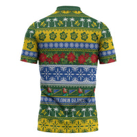 Solomon Islands Christmas Zipper Polo Shirt The Solomons Melanesian Meri Krismas - Polynesian Pride