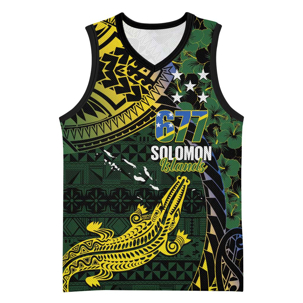 Solomon Islands Basketball Jersey 677 Proud Crocodile Melanesian Pattern LT14 Unisex Black - Polynesian Pride