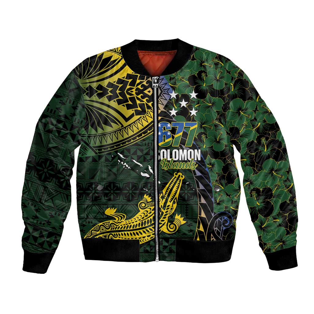 Solomon Islands Bomber Jacket 677 Proud Crocodile Melanesian Pattern - Polynesian Pride