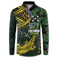Solomon Islands Button Sweatshirt 677 Proud Crocodile Melanesian Pattern LT14 Black - Polynesian Pride