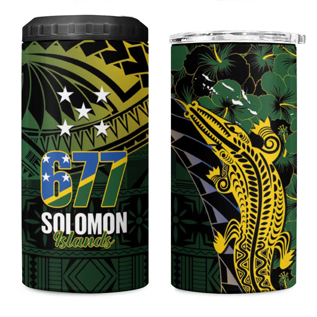 Solomon Islands 4 in 1 Can Cooler Tumbler 677 Proud Crocodile Melanesian Pattern - Polynesian Pride