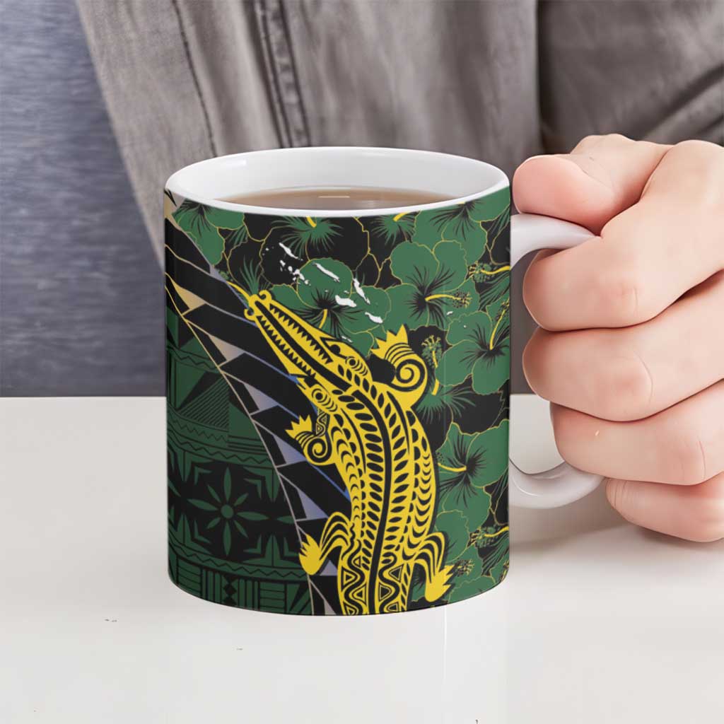 Solomon Islands Ceramic Mug 677 Proud Crocodile Melanesian Pattern - Polynesian Pride