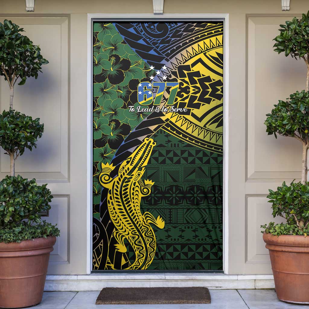 Solomon Islands Door Cover 677 Proud Crocodile Melanesian Pattern - Polynesian Pride