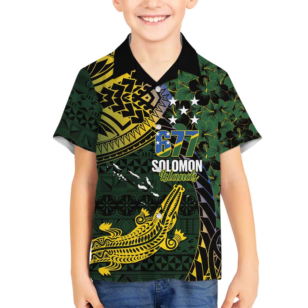 Solomon Islands Family Matching Off Shoulder Short Dress and Hawaiian Shirt 677 Proud Crocodile Melanesian Pattern - Polynesian Pride