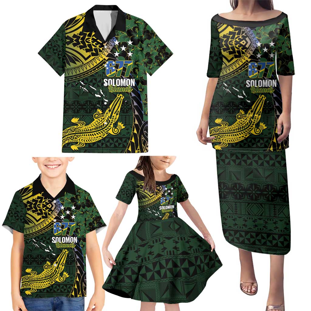 Solomon Islands Family Matching Puletasi and Hawaiian Shirt 677 Proud Crocodile Melanesian Pattern - Polynesian Pride