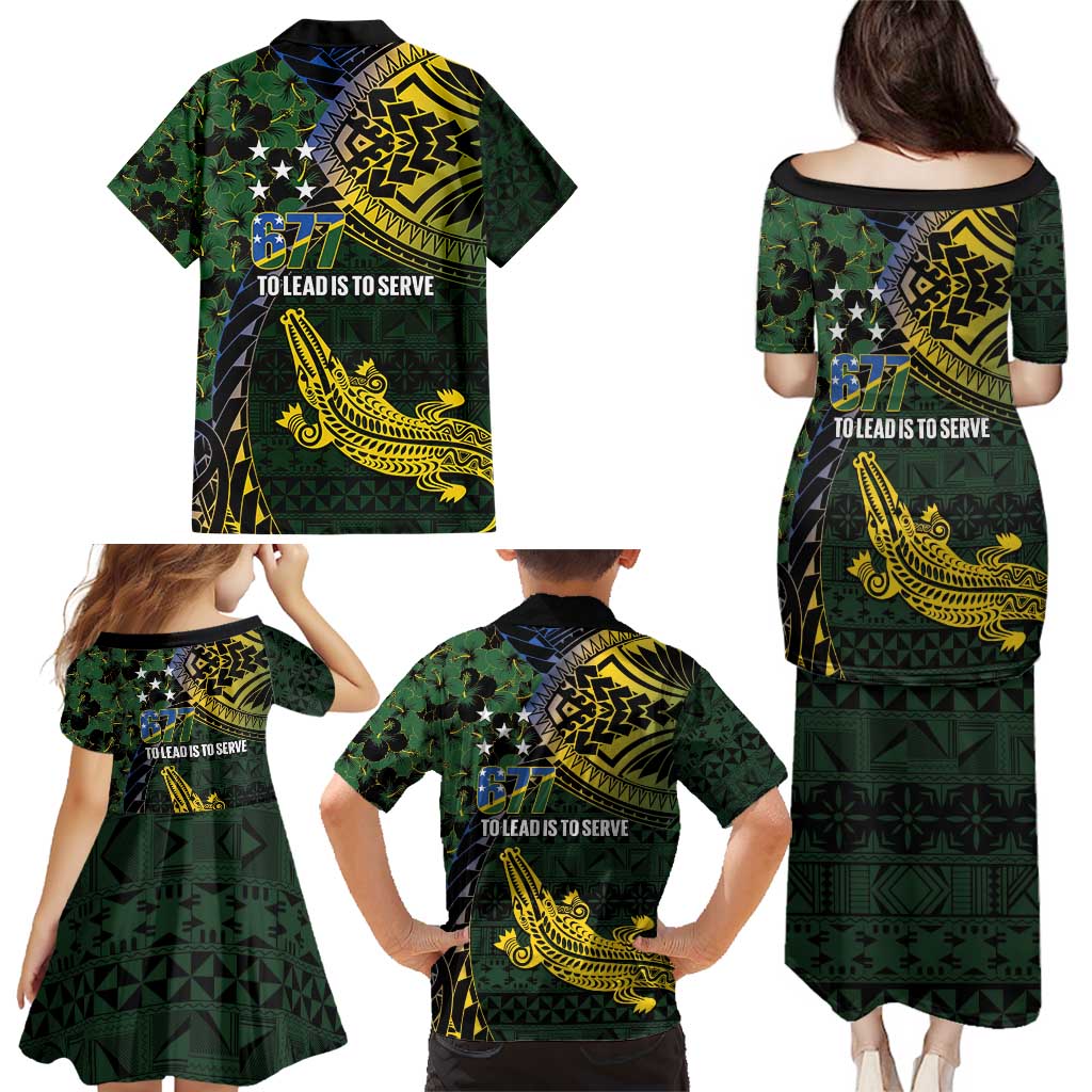 Solomon Islands Family Matching Puletasi and Hawaiian Shirt 677 Proud Crocodile Melanesian Pattern - Polynesian Pride
