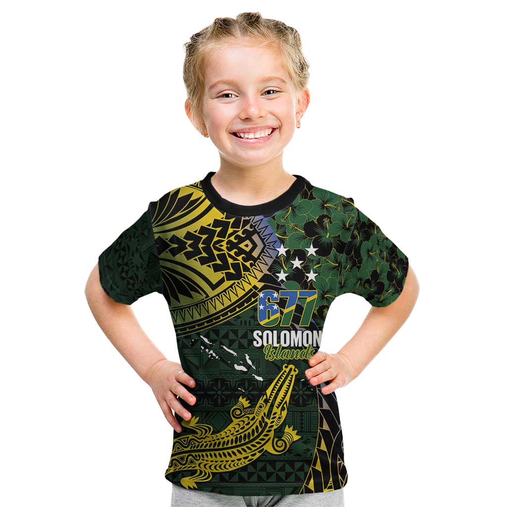Solomon Islands Kid T Shirt 677 Proud Crocodile Melanesian Pattern - Polynesian Pride