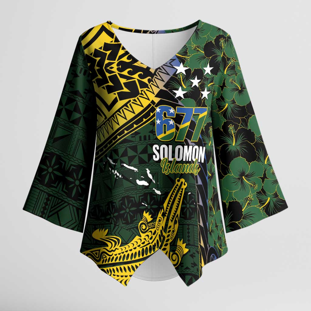 Solomon Islands Kimono Sleeve Blouse 677 Proud Crocodile Melanesian Pattern - Polynesian Pride