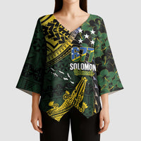 Solomon Islands Kimono Sleeve Blouse 677 Proud Crocodile Melanesian Pattern - Polynesian Pride