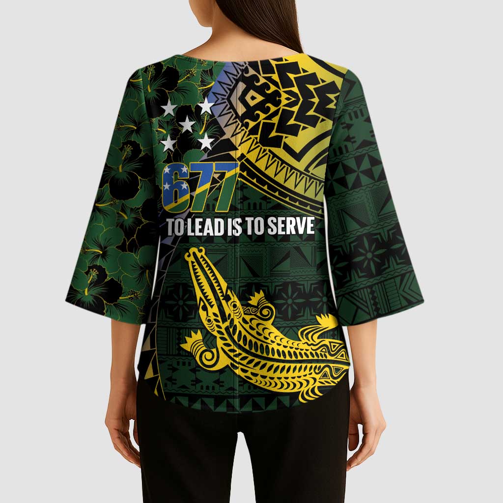 Solomon Islands Kimono Sleeve Blouse 677 Proud Crocodile Melanesian Pattern - Polynesian Pride