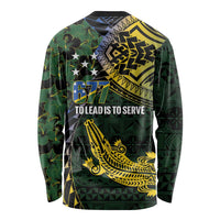 Solomon Islands Long Sleeve Shirt 677 Proud Crocodile Melanesian Pattern LT14 - Polynesian Pride