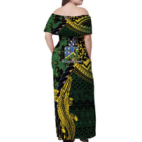 Solomon Islands Off Shoulder Maxi Dress 677 Proud Crocodile Melanesian Pattern - Polynesian Pride