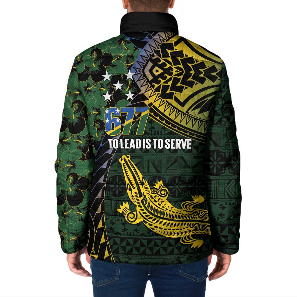 Solomon Islands Padded Jacket 677 Proud Crocodile Melanesian Pattern LT14 - Polynesian Pride