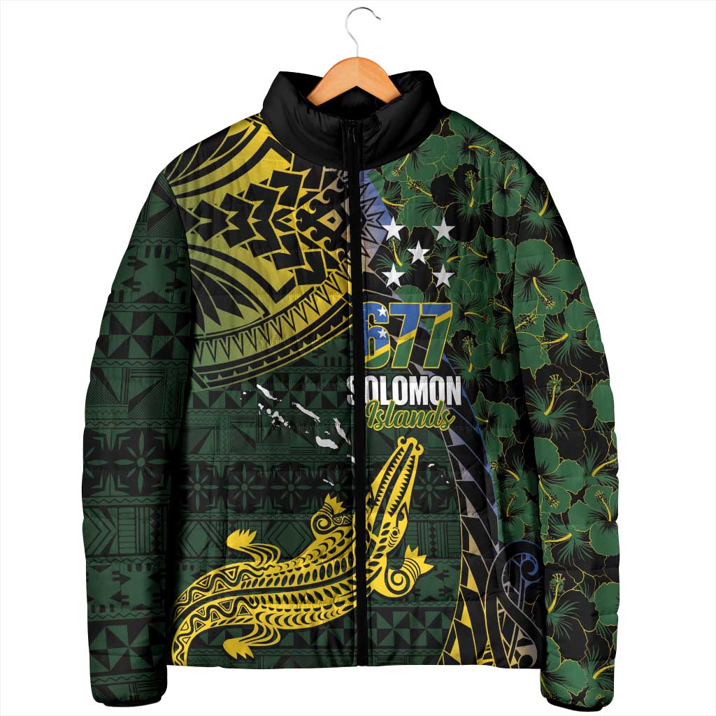 Solomon Islands Padded Jacket 677 Proud Crocodile Melanesian Pattern LT14 - Polynesian Pride