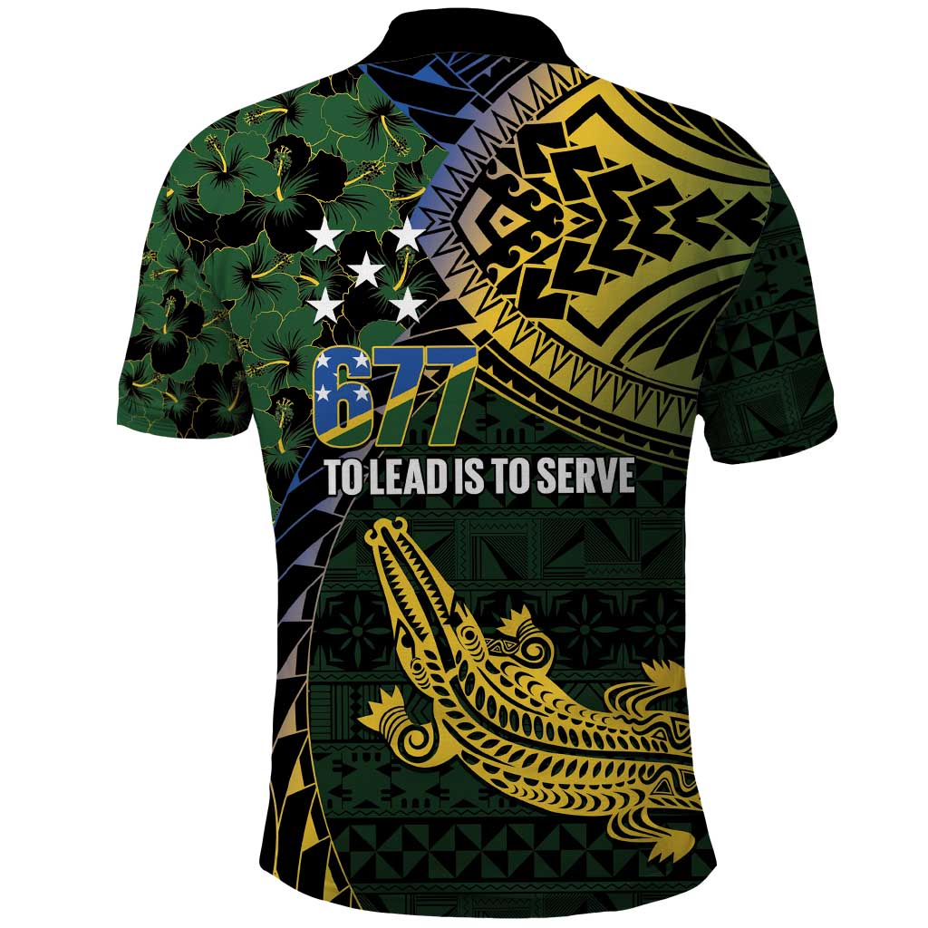 Solomon Islands Polo Shirt 677 Proud Crocodile Melanesian Pattern - Polynesian Pride