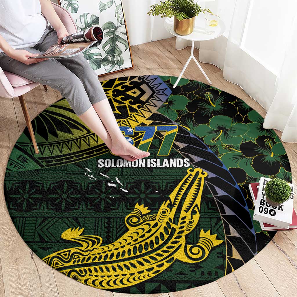 Solomon Islands Round Carpet 677 Proud Crocodile Melanesian Pattern - Polynesian Pride
