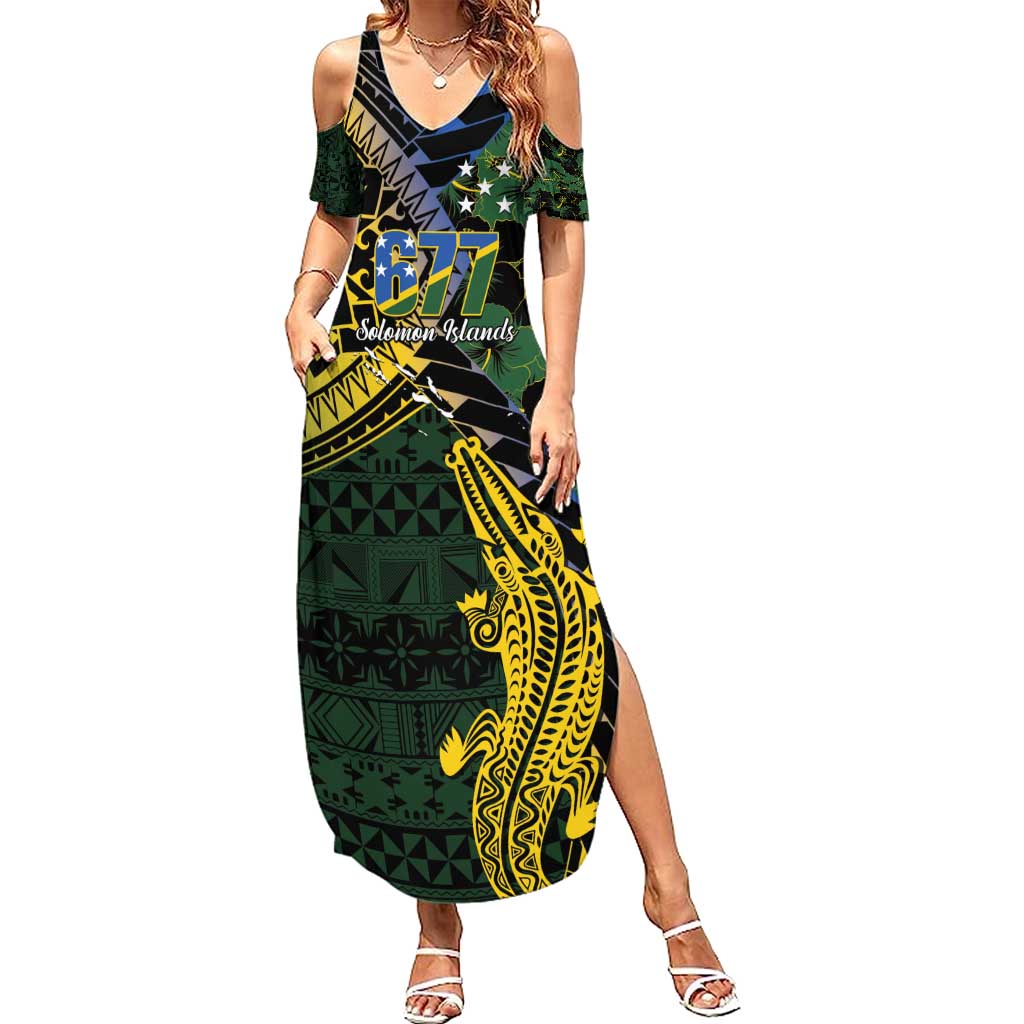 Solomon Islands Summer Maxi Dress 677 Proud Crocodile Melanesian Pattern - Polynesian Pride