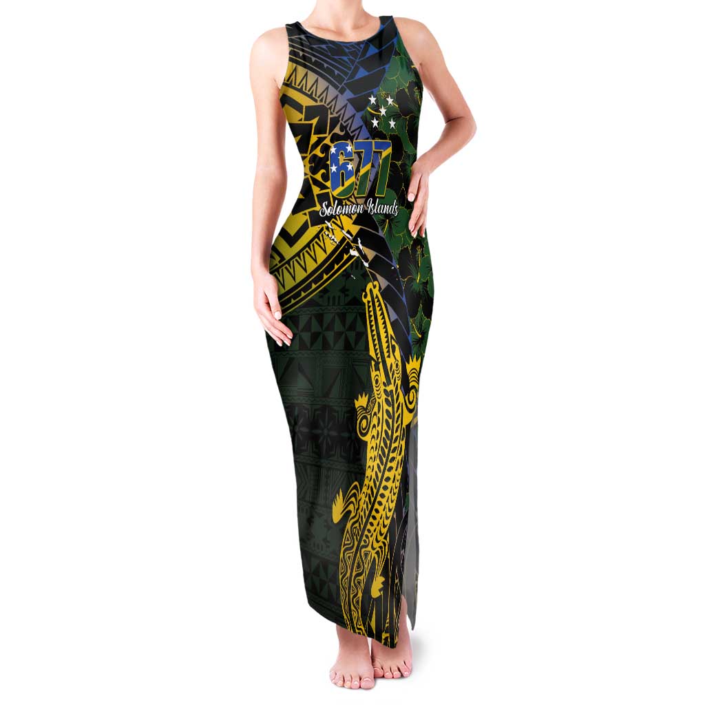 Solomon Islands Tank Maxi Dress 677 Proud Crocodile Melanesian Pattern - Polynesian Pride