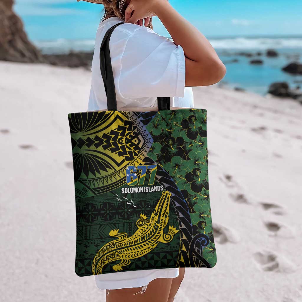 Solomon Islands Tote Bag 677 Proud Crocodile Melanesian Pattern - Polynesian Pride