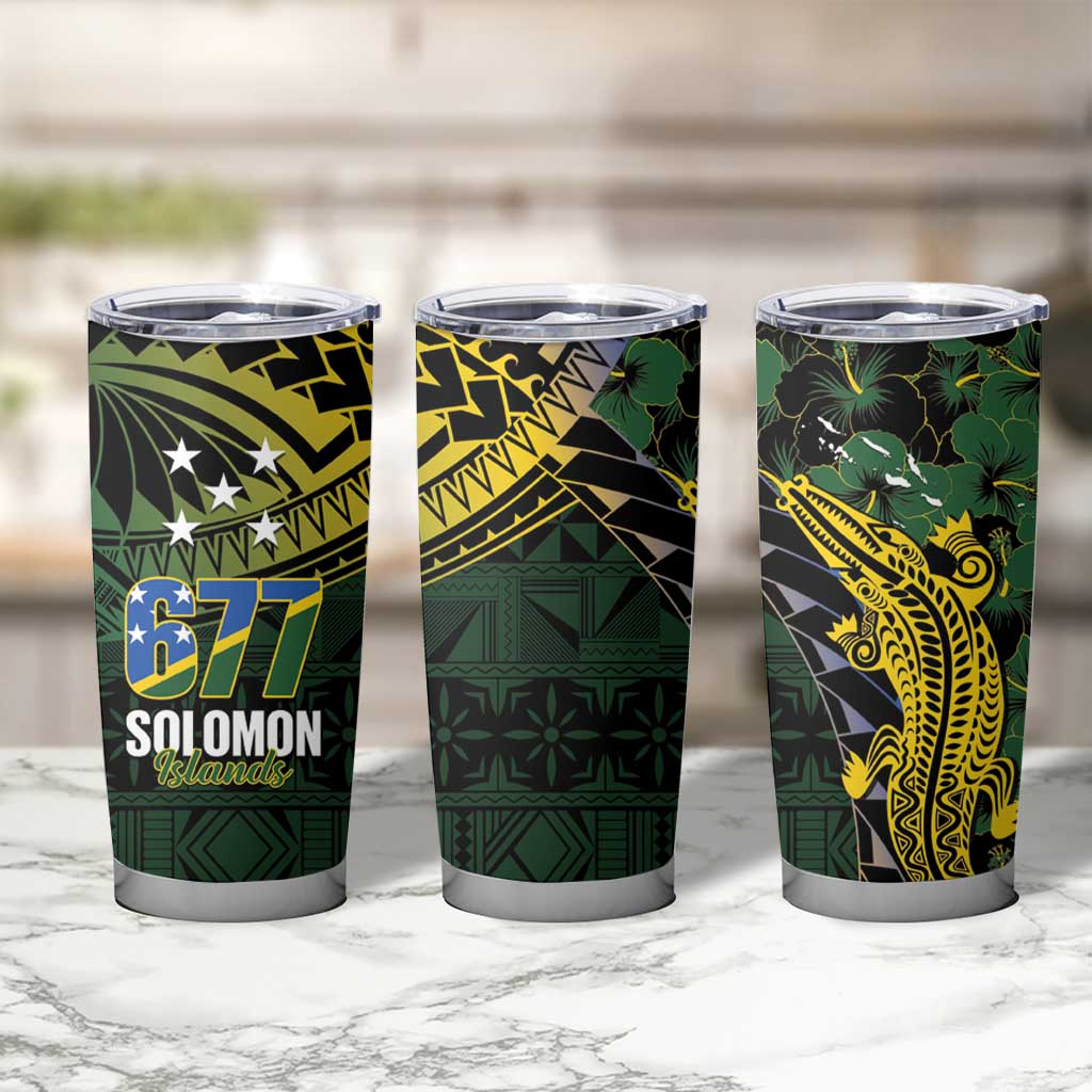 Solomon Islands Tumbler Cup 677 Proud Crocodile Melanesian Pattern - Polynesian Pride