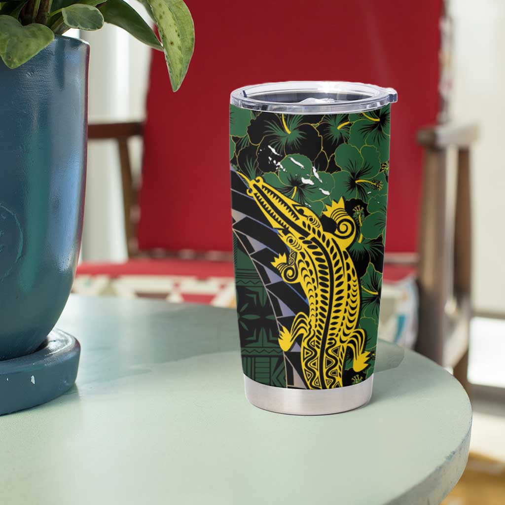 Solomon Islands Tumbler Cup 677 Proud Crocodile Melanesian Pattern - Polynesian Pride