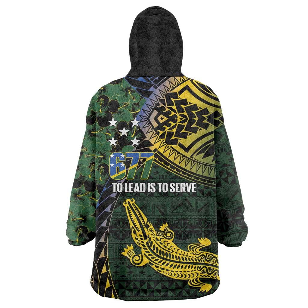 Solomon Islands Wearable Blanket Hoodie 677 Proud Crocodile Melanesian Pattern - Polynesian Pride