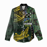 Solomon Islands Women Casual Shirt 677 Proud Crocodile Melanesian Pattern - Polynesian Pride