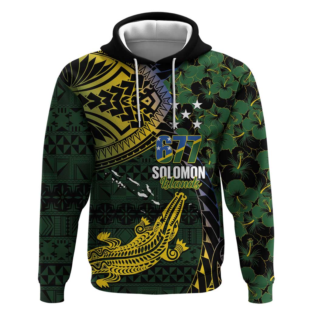 Solomon Islands Zip Hoodie 677 Proud Crocodile Melanesian Pattern - Polynesian Pride
